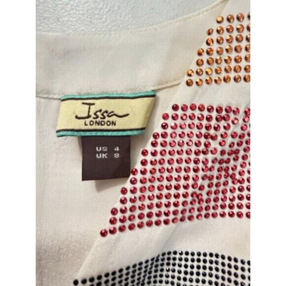 Issa London Womens V-Neck Striped Beaded Dress Size US 4 - Picture 4 of 7